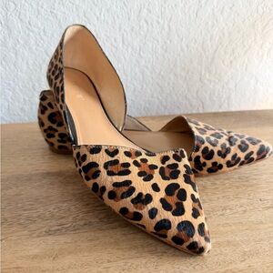 J.Crew Zoe leopard calf hair d'Orsay flats sz 8.5